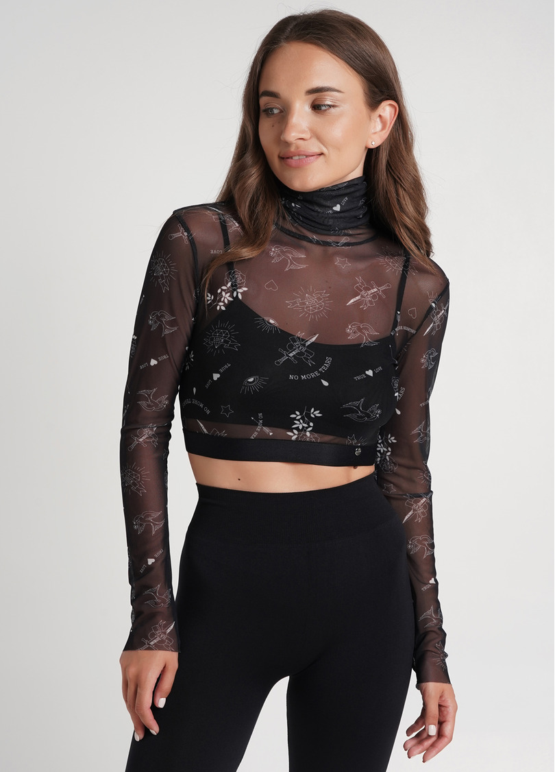 Кроп-топ сітка з ефектом тату Tatoo 4103/07 black tattoo (чорний)