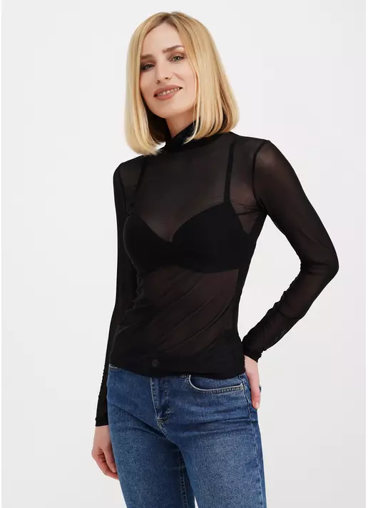 Прозрачная водолазка из сетки Tatoo 4901/07 black (черный)