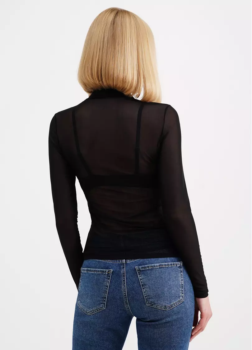 Прозрачная водолазка из сетки Tatoo 4901/07 black (черный)