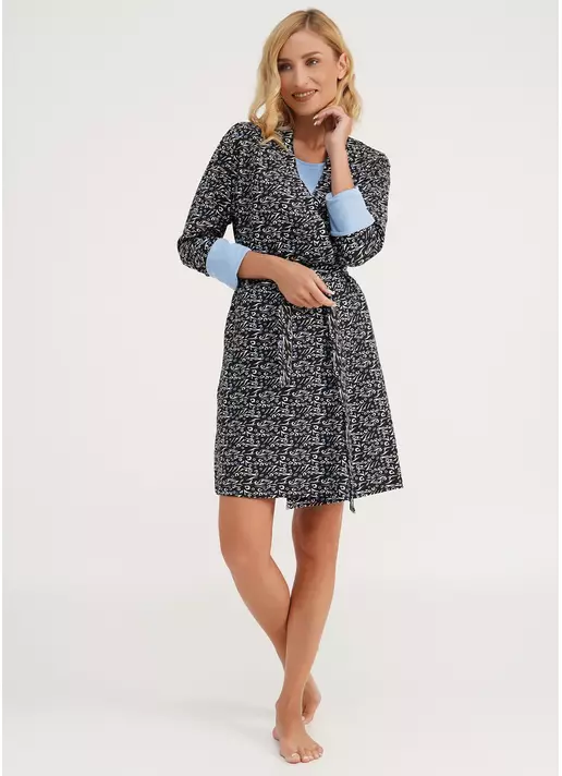 Бавовняний халат ANIMAL 7302/010 animal (чорний)