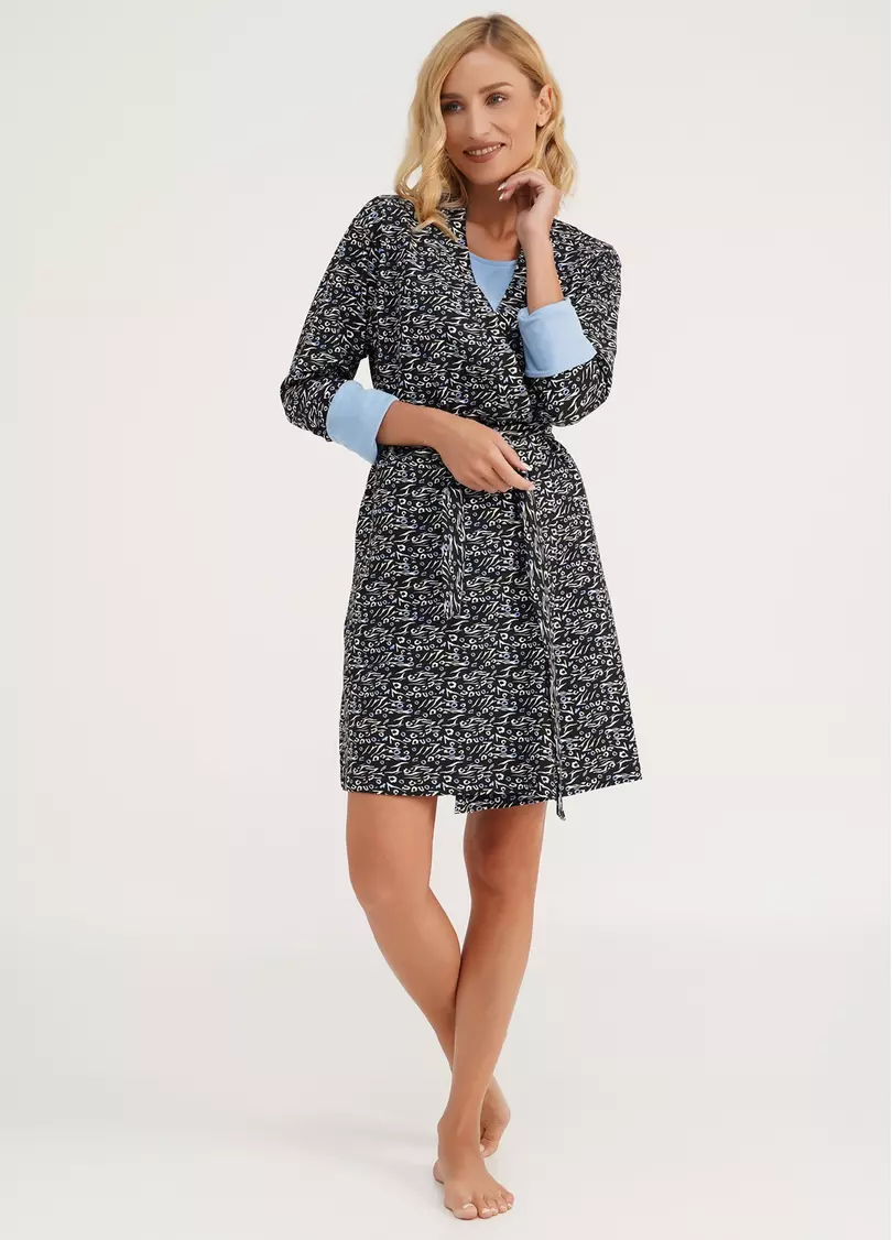 Бавовняний халат ANIMAL 7302/010 animal (чорний)