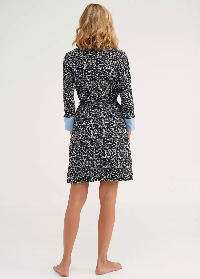 Бавовняний халат ANIMAL 7302/010 animal (чорний)