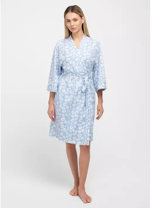 Халат леопардовий з бавони COTTON BLOOM 7239/010 (блакитний) Халат леопардовий з бавони COTTON BLOOM 7239/010 (блакитний)