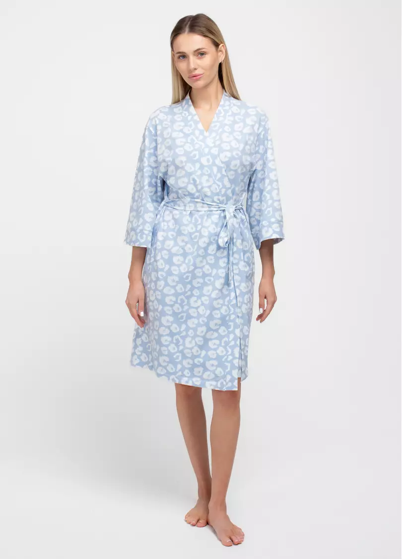 Халат леопардовий з бавони COTTON BLOOM 7239/010 (блакитний)