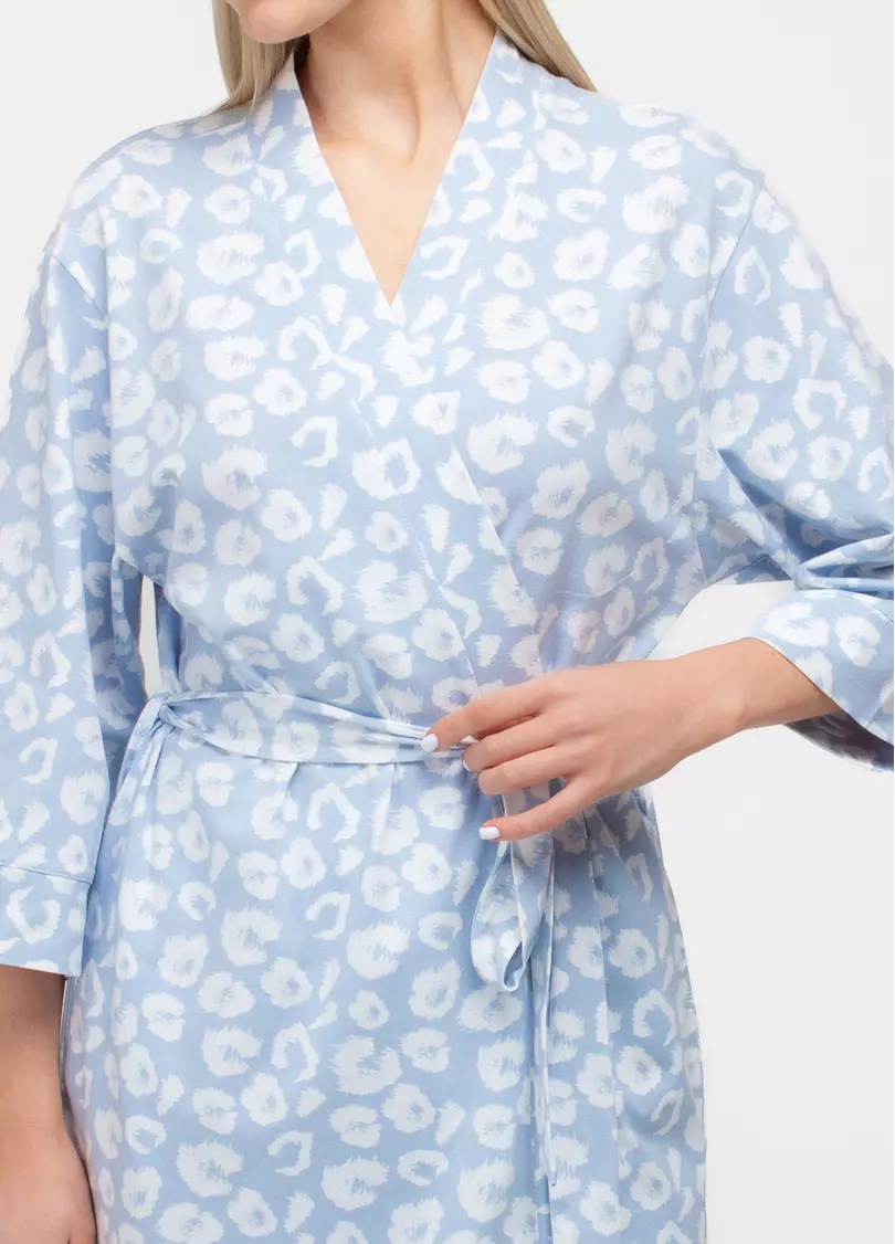 Халат леопардовий з бавони COTTON BLOOM 7239/010 (блакитний)