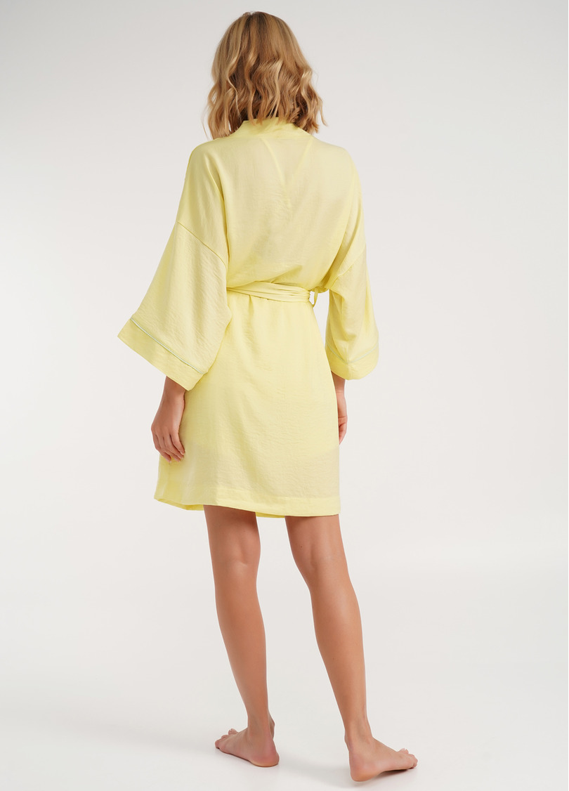 Шелковый халат с кантом на рукавах FLORENCE 7328/050 yellow (желтый)