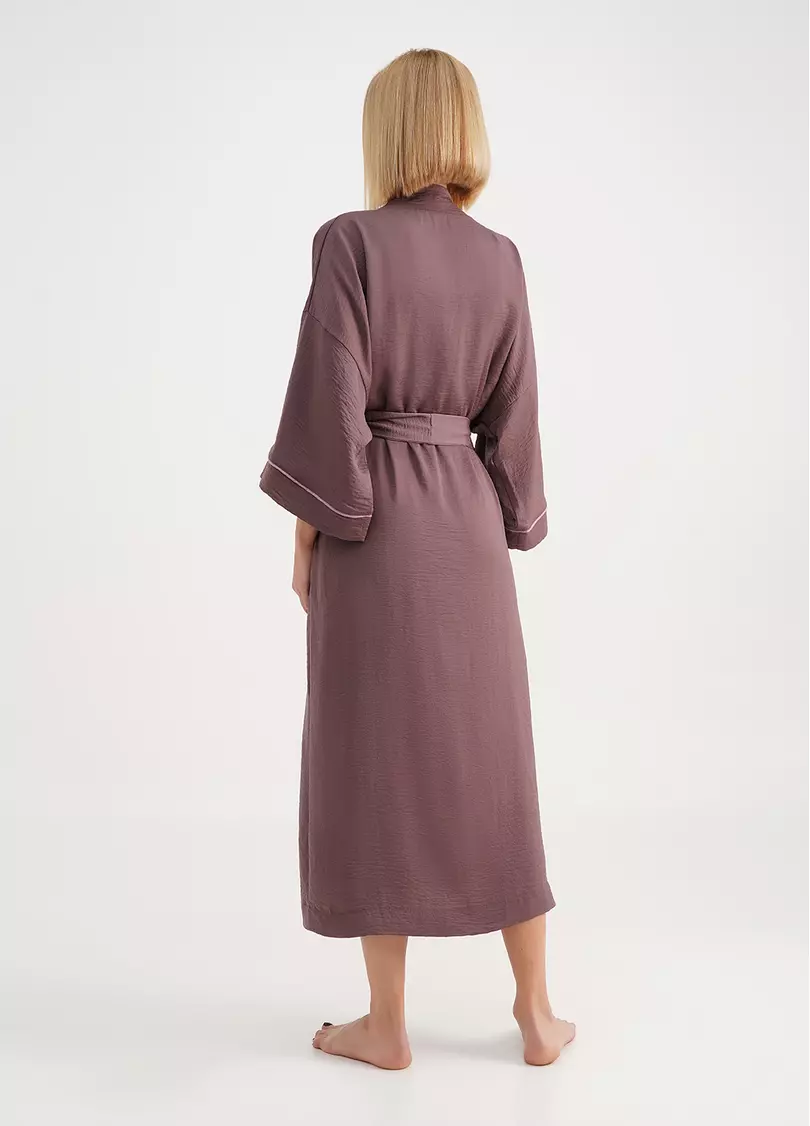 Длинный халат из жатого шелка FLORENCE 7333/050 dark power (розовый)