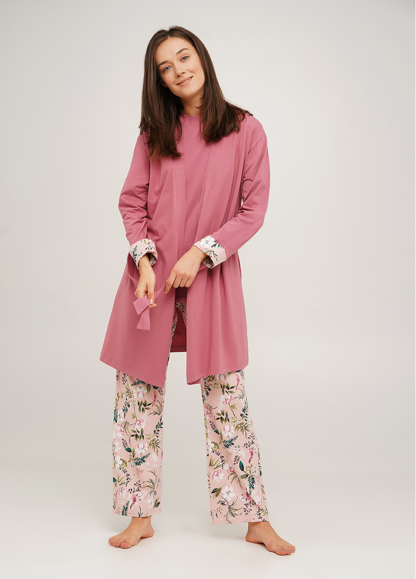 Бавовняний халат з манжетами FLOW&FROG 7317/010 pink (рожевий)