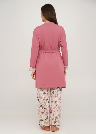 Хлопковый халат с манжетами FLOW&FROG 7317/010 pink (розовый)