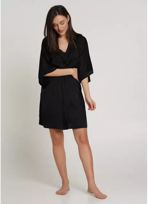 Шелковый халат HELENA 7205/050 black (черный)