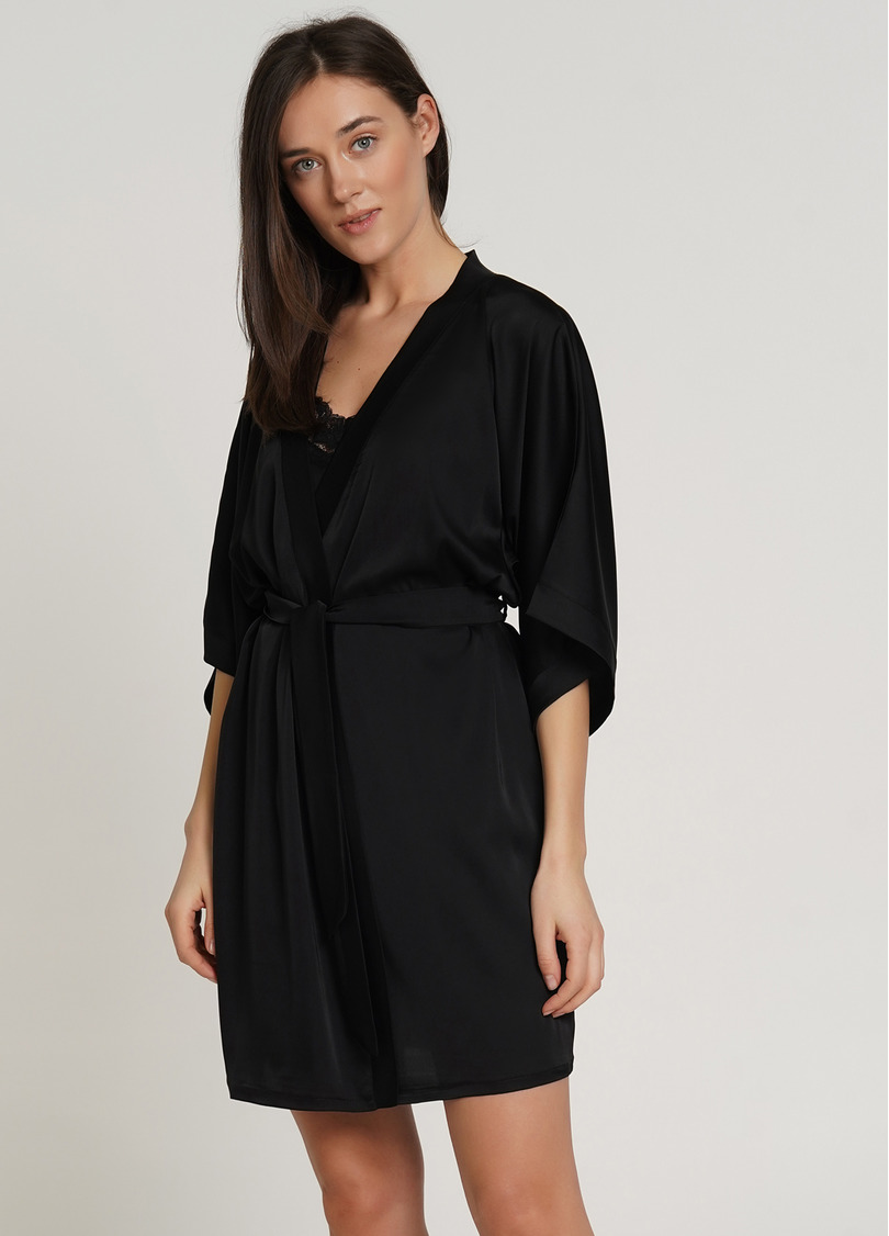 Шелковый халат HELENA 7205/050 black (черный)