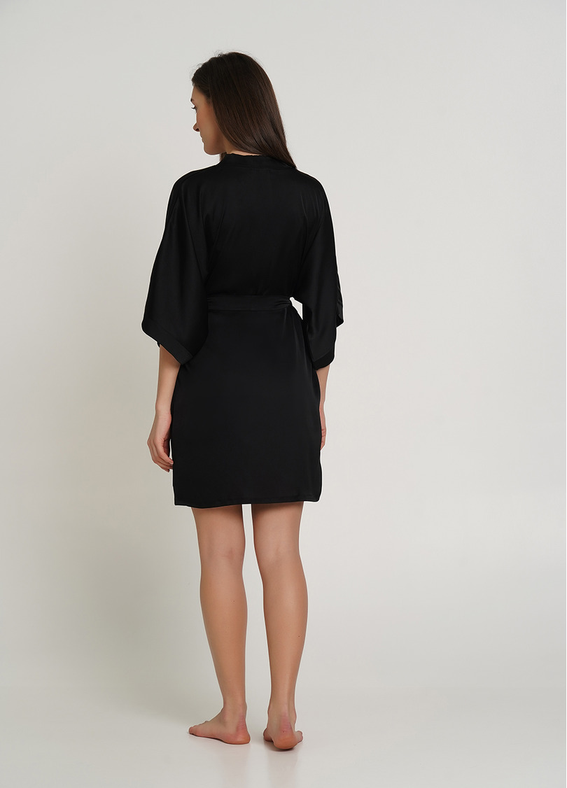 Шелковый халат HELENA 7205/050 black (черный)