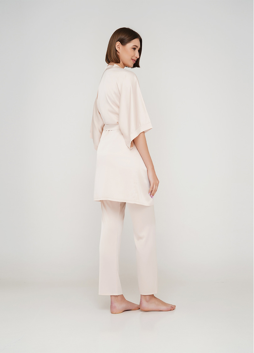 Шелковый халат HELENA 7205/050 latte (белый)