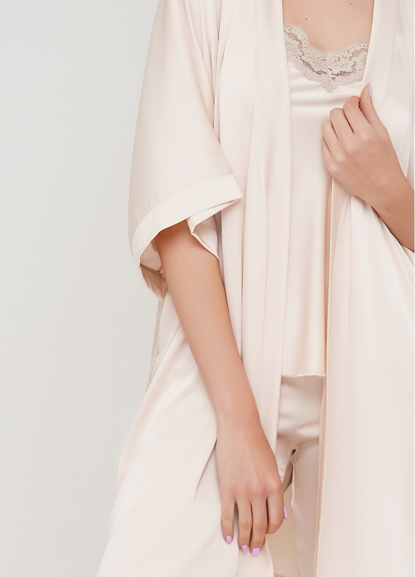 Шелковый халат HELENA 7205/050 latte (белый)