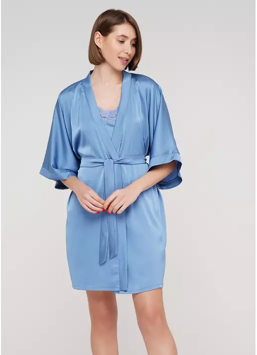 Шелковый халат HELENA 7205/050 lazur (голубой)