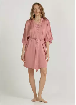 Короткий халат з мереживом HELENA 7212/051 antique rose (рожевий) Короткий халат з мереживом HELENA 7212/051 antique rose (рожевий)
