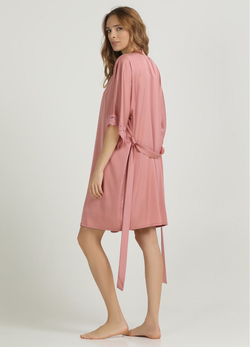 Короткий халат с кружевом HELENA 7212/051 antique rose (розовый)
