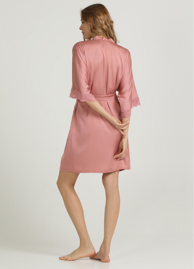 Короткий халат с кружевом HELENA 7212/051 antique rose (розовый)