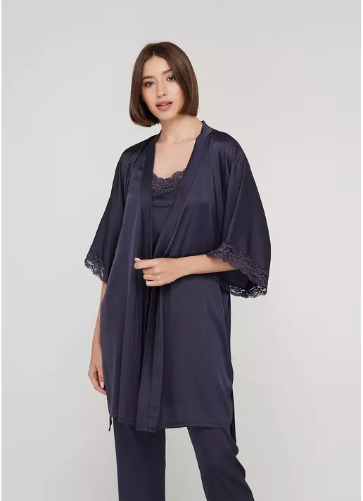 Халат с кружевом HELENA 7212/051 (темно-серый)