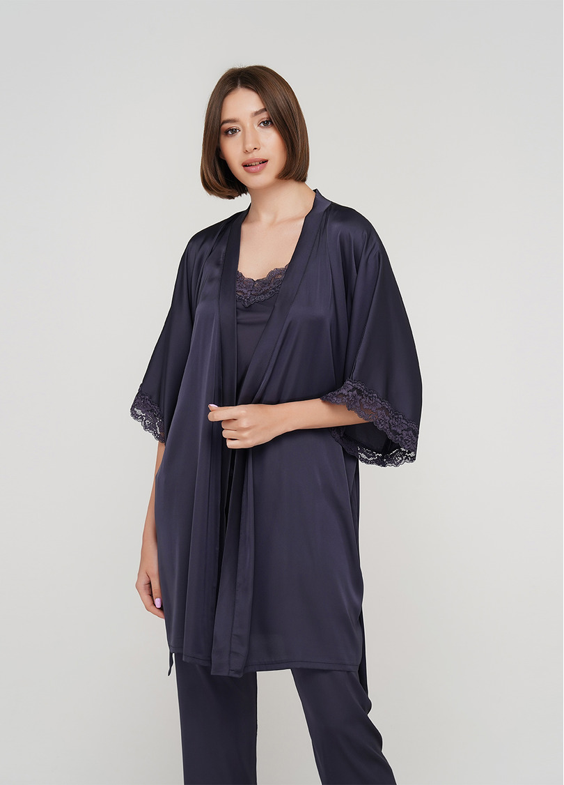 Халат с кружевом HELENA 7212/051 (темно-серый)
