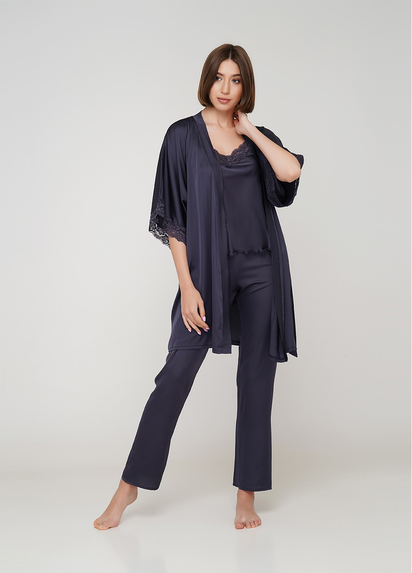 Халат с кружевом HELENA 7212/051 (темно-серый)