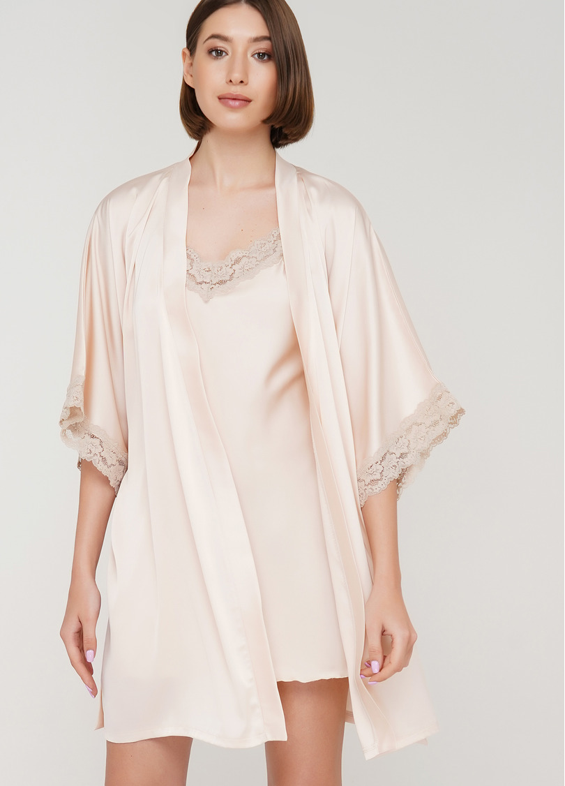 Халат с кружевом HELENA 7212/051 (молочный)
