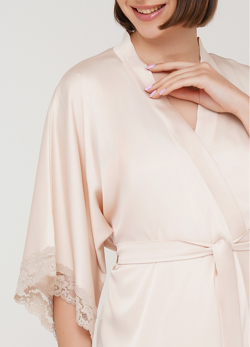 Халат с кружевом HELENA 7212/051 (молочный)