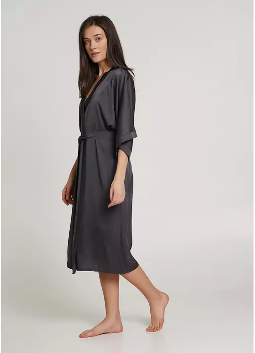 Длинный халат шелковый HELENA 7215/050 griffel (серый)