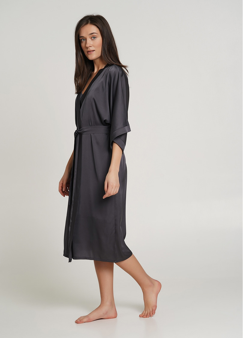 Довгий халат шовковий HELENA 7215/050 griffel (сірий)