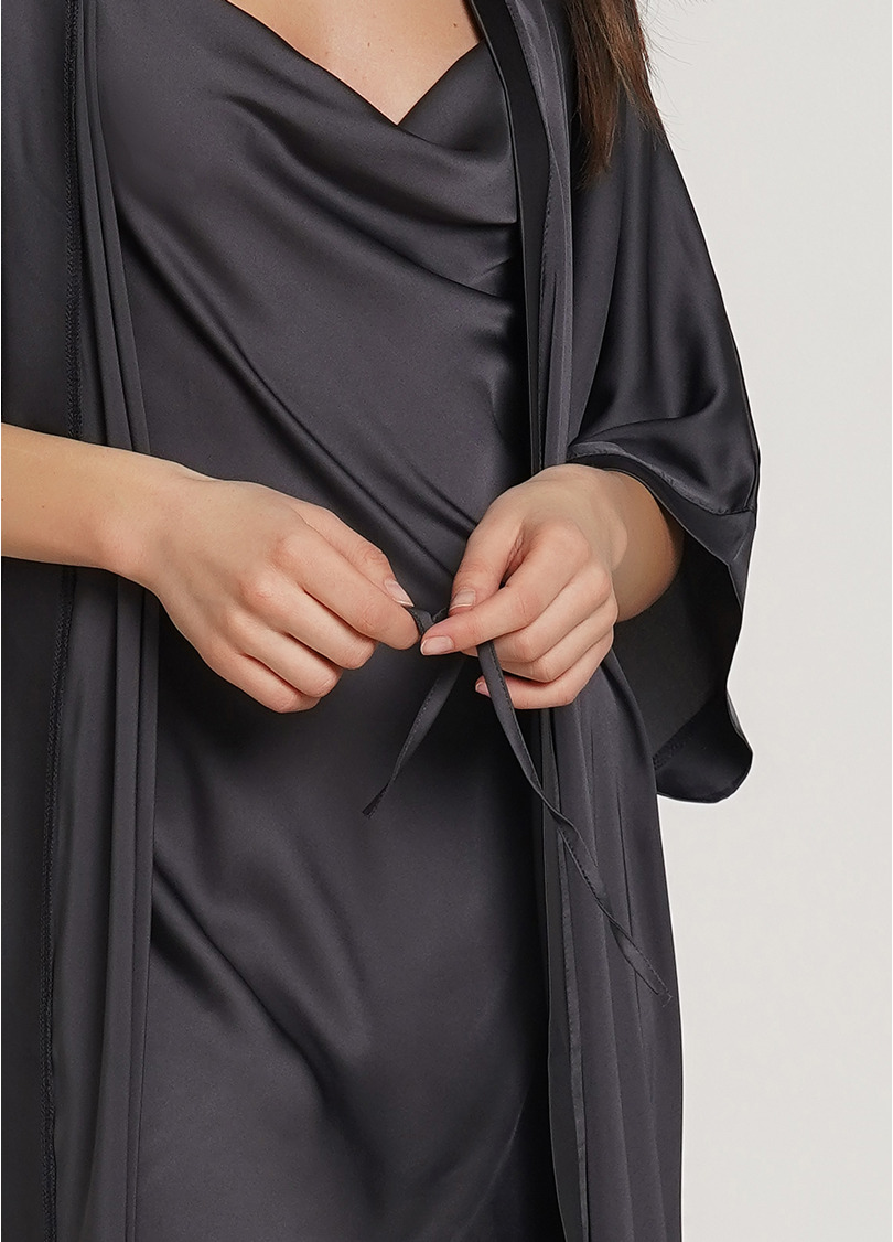 Довгий халат шовковий HELENA 7215/050 griffel (сірий)