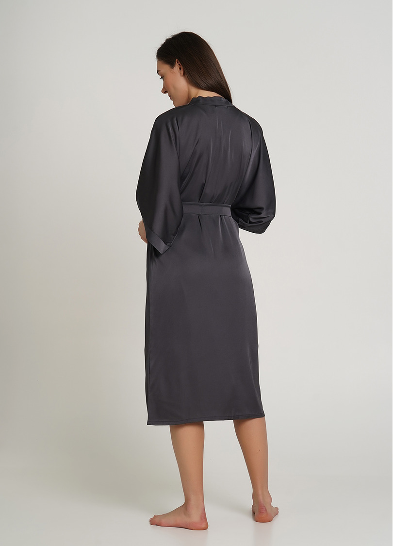 Довгий халат шовковий HELENA 7215/050 griffel (сірий)