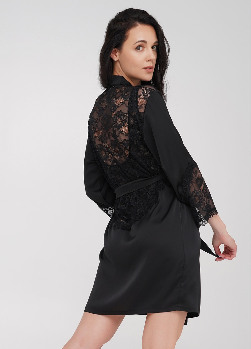 Халат с кружевной спинкой и окантовкой на рукавах HELENA 7317/051