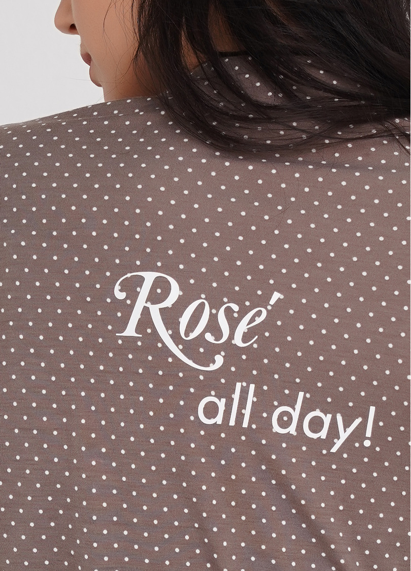 Короткий халат с принтом на спине и горохом JULIET 7302/030