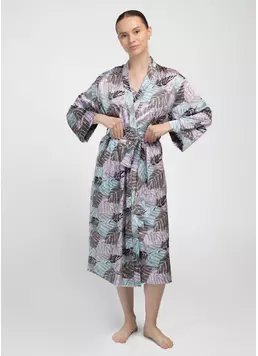 Шелковый халат LEAFSONG 7338/050 mokko print (коричневый)