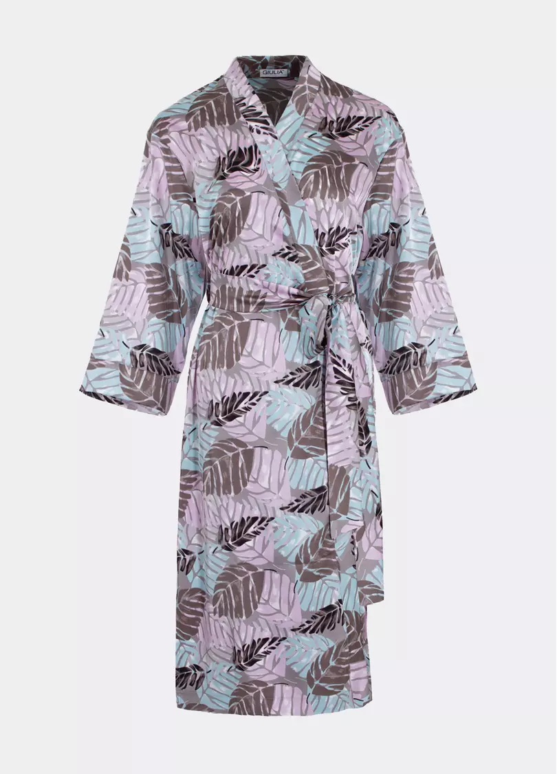 Шелковый халат LEAFSONG 7338/050 mokko print (коричневый)