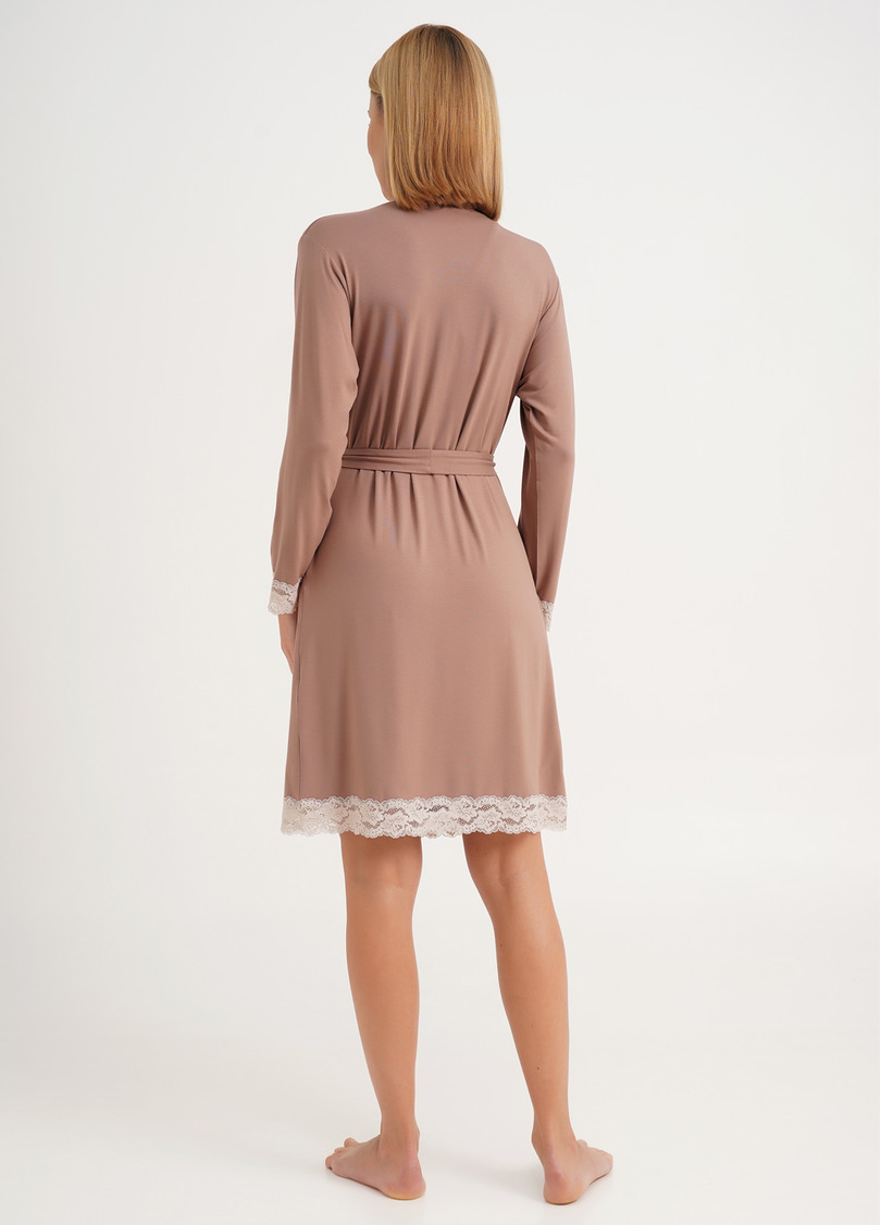 Халат з вискозы с кружевом SAND STORM 7325/031 mokko (коричневый)