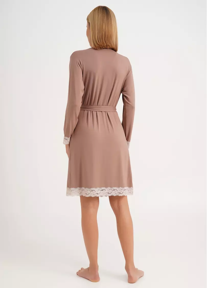 Халат з віскози з мереживом SAND STORM 7325/031 mokko (коричневий)