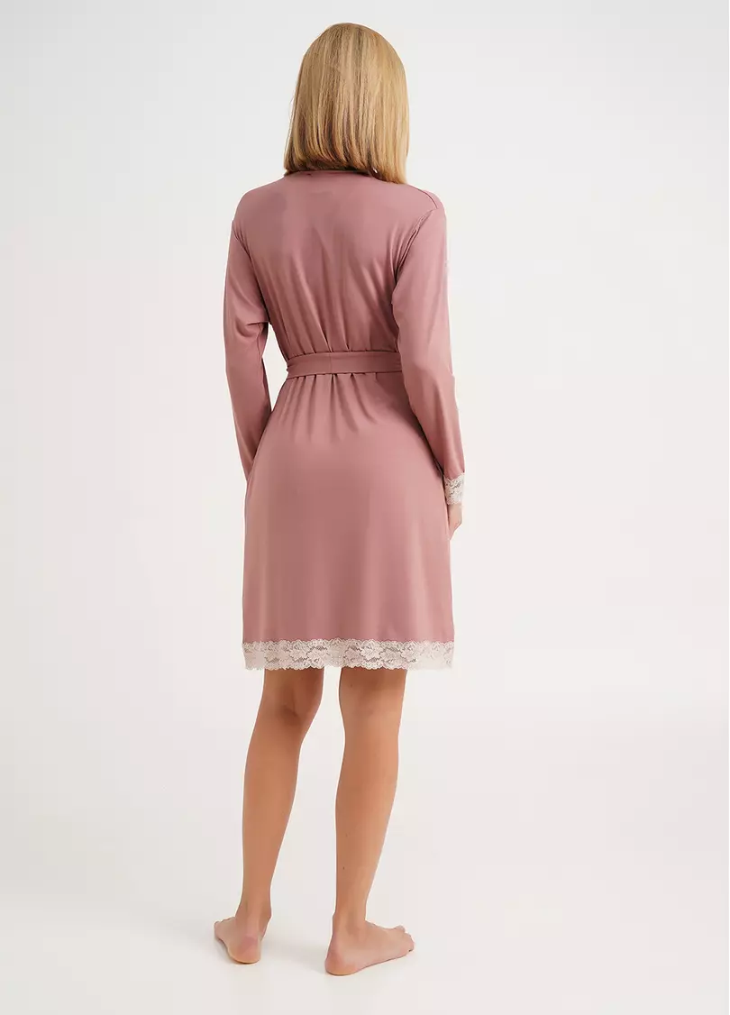 Халат з віскози з мереживом SAND STORM 7325/031 sand rose (рожевий)