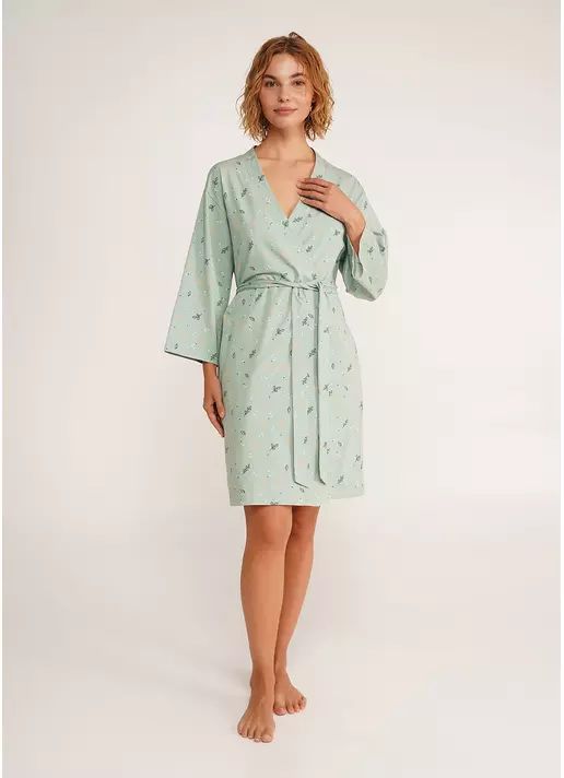 Бавовняний халат SERENE GREENS 7235/010 muted mint (зелений)