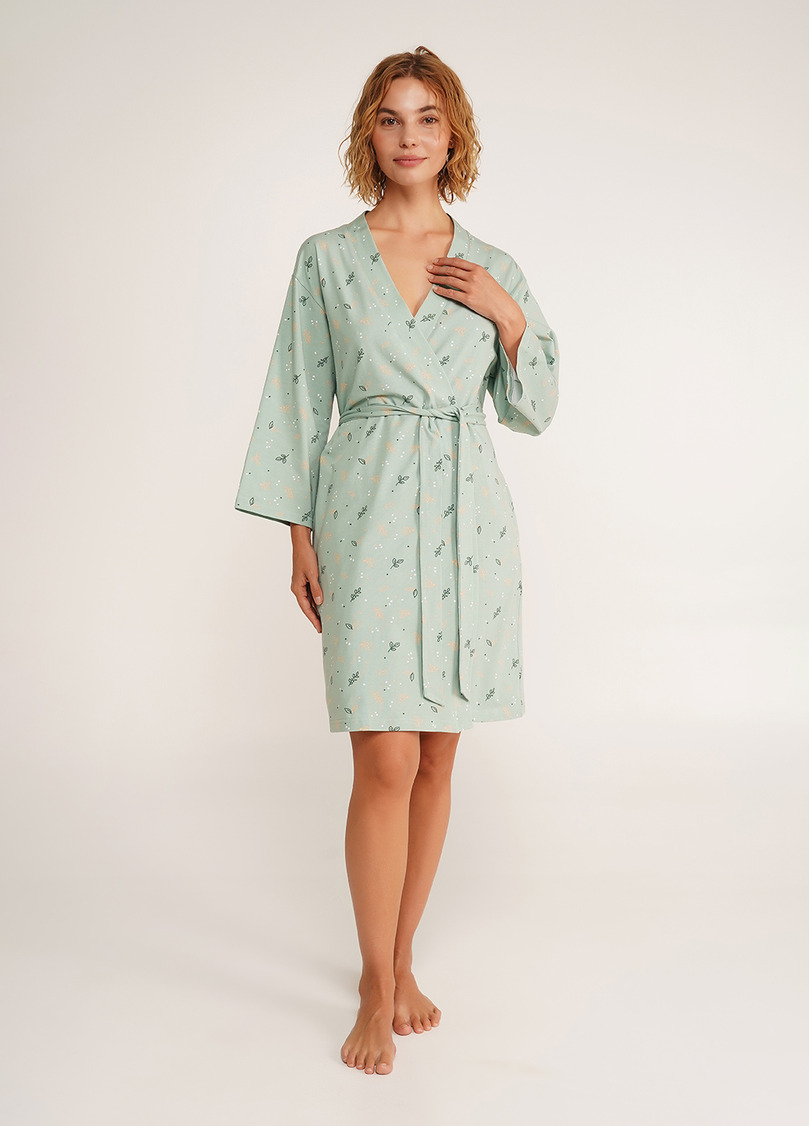 Хлопковый халат SERENE GREENS 7235/010 muted mint (зеленый)
