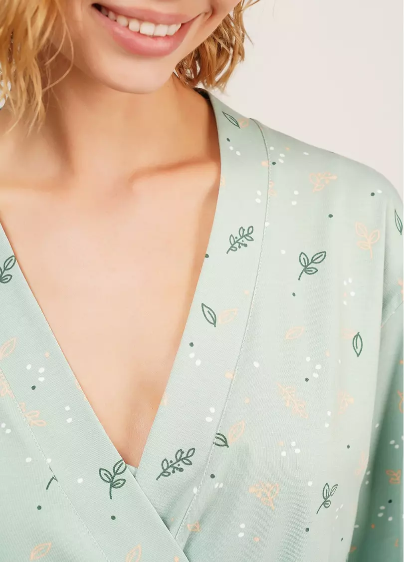 Хлопковый халат SERENE GREENS 7235/010 muted mint (зеленый)