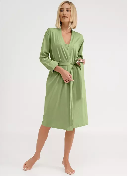 Хлопковый халат SEVILLA 7329/010 light green (зеленый)
