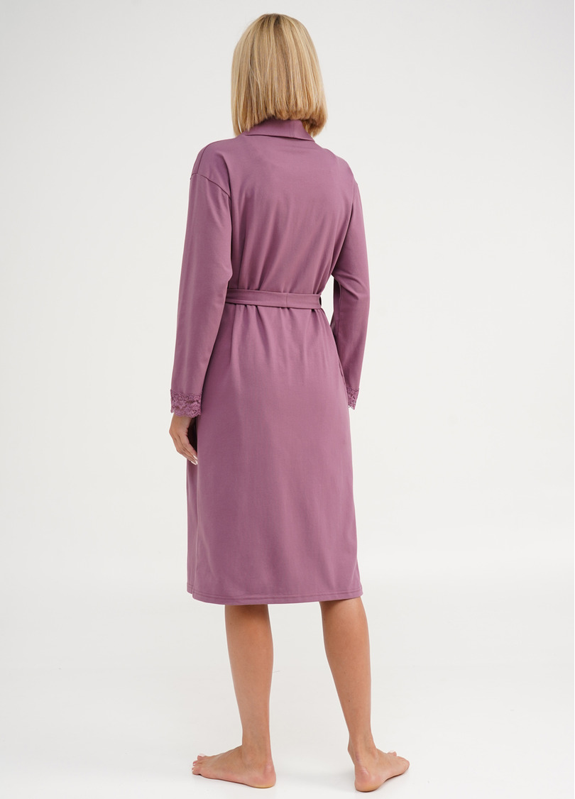 Хлопковый халат с воротником SEVILLA 7330/011 dark powder (розовый)
