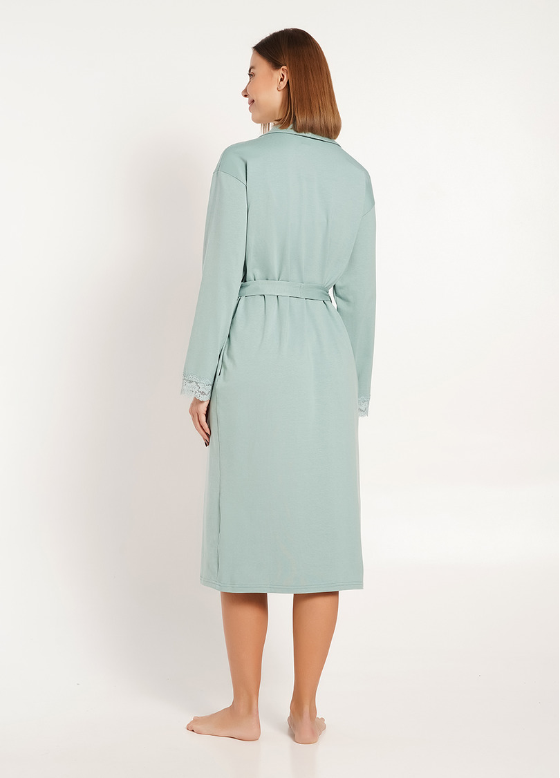 Хлопковый халат с воротником SEVILLA 7330/011 mint (голубой)