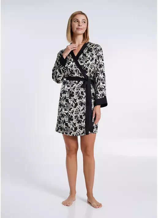 Халат шелковый короткий SILK BLOOM 7332/050 beige peony (бежевый)