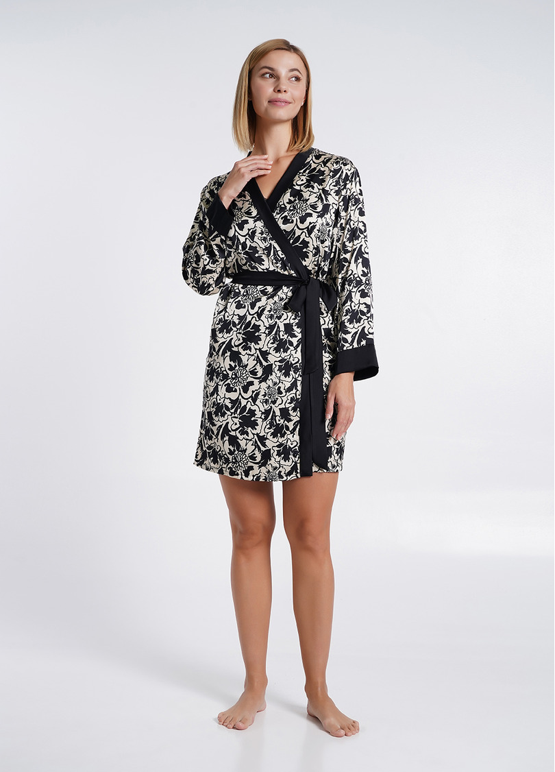 Халат шелковый короткий SILK BLOOM 7332/050 beige peony (бежевый)