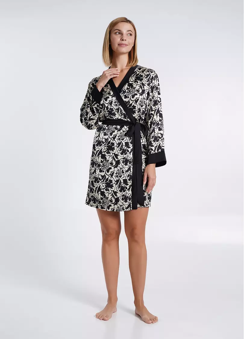 Халат шелковый короткий SILK BLOOM 7332/050 beige peony (бежевый)