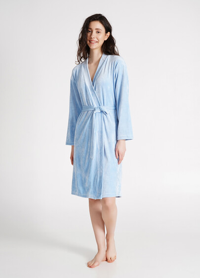 Халат велюровый SOFT WINTER 7318/080 blue (голубой)