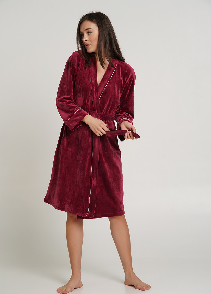 Велюровый халат с поясом SOFT WINTER 7320/080 burgundi (бордовый)
