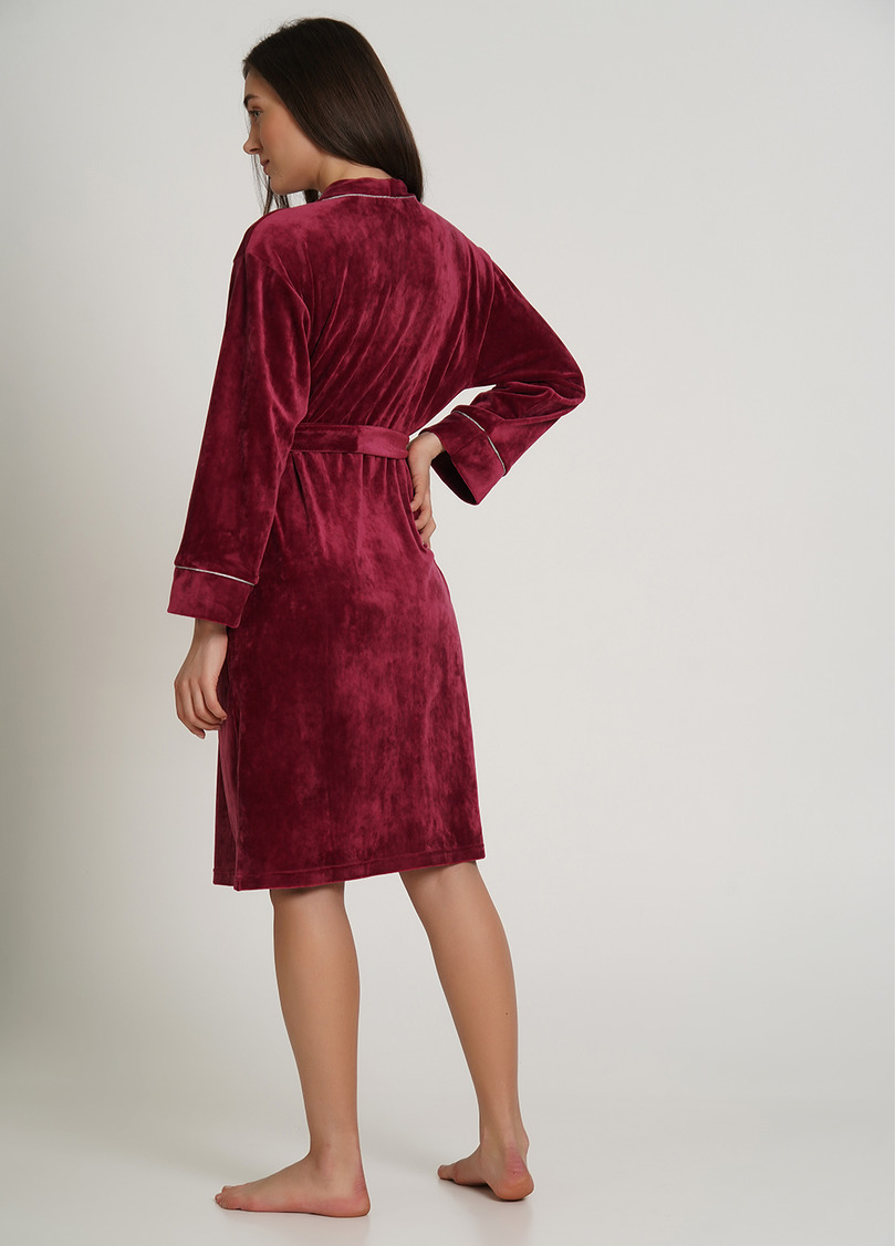 Велюровый халат с поясом SOFT WINTER 7320/080 burgundi (бордовый)